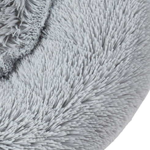 Dog & Cat Bed: Round Faux Fur Pet Bed, Plush Cozy Calming Donut Bed for Small Pets, Soft Comfortable Cushion for