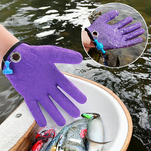 Professional Fishing Glove with Magnet Release, Puncture Proof Non-Slip Fisherman Gloves for Handling Fish