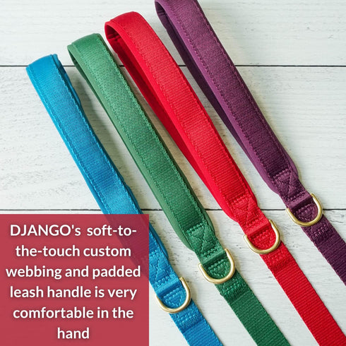 DJANGO Adventure Dog Leash, Strong and Comfortable with Padded Handle, Crimson Red