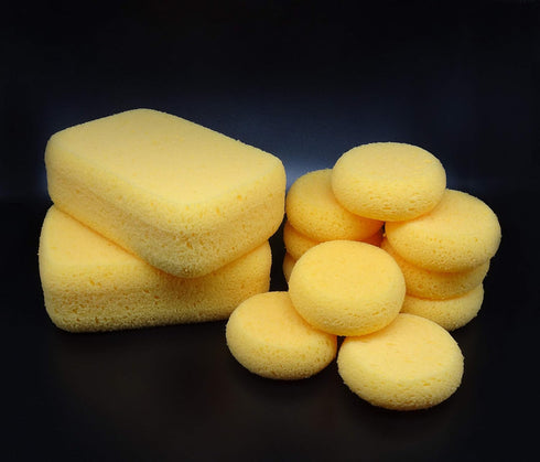 Premium Synthetic Horse Tack Sponges: 12pc Value Pack with Cotton Bag for Saddles, Bridles, Boots, Leather Care