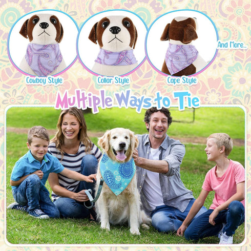 100 Sanwuta Pcs Paisley Dog Bandana Bulk Pet Triangle Scarf Bibs Bandanas for Dogs Washable Puppy Kerchief Adjustable