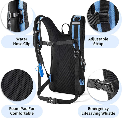Gelindo Hiking Hydration Pack Water Backpack, Insulated with 2L BPA Free Bladder for Men, Women
