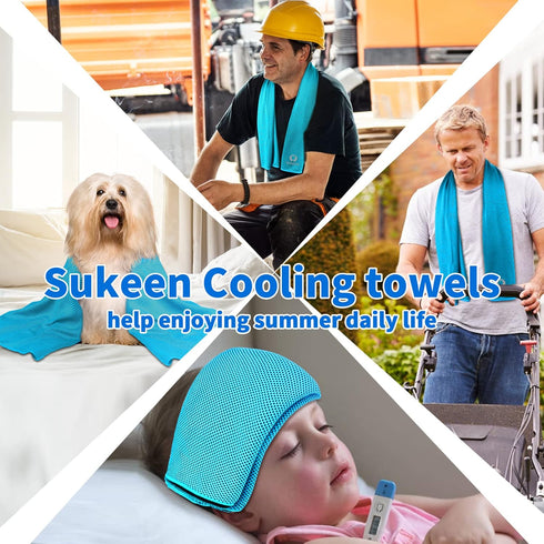 Sukeen Cooling Towel (40"x12") - 4 Pack Soft Breathable Microfiber Towel for Yoga, Sport, Gym, and More