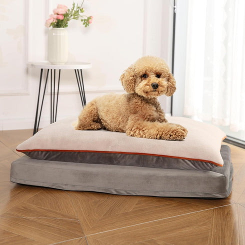 Amazon Basics Plush Orthopedic Pillow Dog Bed, Large, Removable Cover, Grey, 36"L x 27"W x 8"H