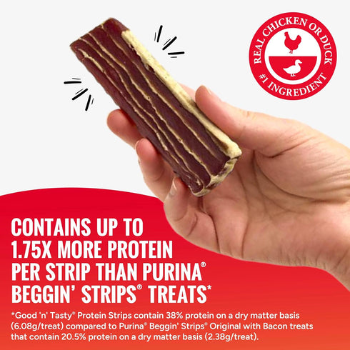 Good N Tasty Pack, 12 oz, GoodnTasty Protein Strips Variety High-Protein Dog Treat with Real Chicken Or Duck and Savory