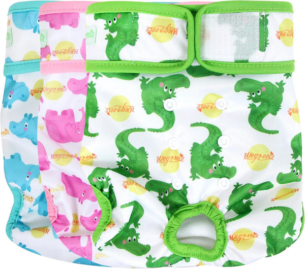 wegreeco Luxury Washable Reusable Dog Diapers, Stylish Pattern, Female Dog Diapers, 3 Pack, Fancy, Small