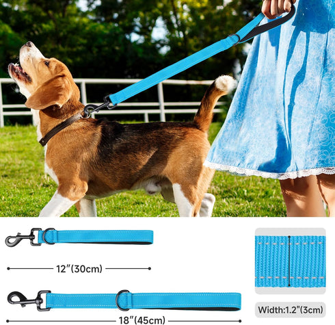 Short Dog Leash, Traffic Padded Handle for Large Breed Dogs, Reflective Training Lead, 24 Inch, Black