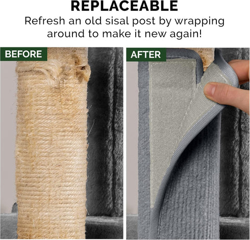 Furhaven Wrap Around Scratching Post Cover, Fits Posts Up to 3.5" Diameter, Gray