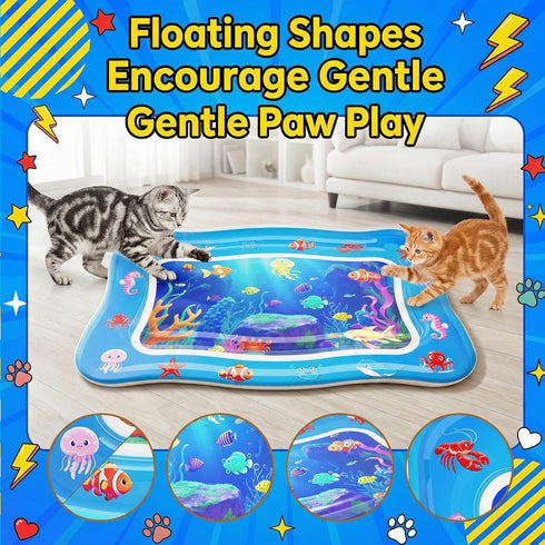 Aoioploa 0.7mm Cat Water Mat - Interactive Cat Toys Upgraded Thickened PVC Cooling & Heating Water Bed with Floating