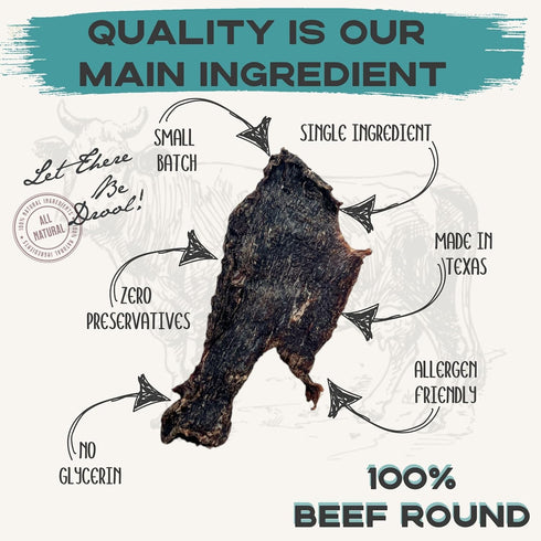 100% (10 JACK'S PREMIUM Beef Jerky Dog Treats - Dehydrated Beef - Human Grade - Single Ingredient - Made in The USA