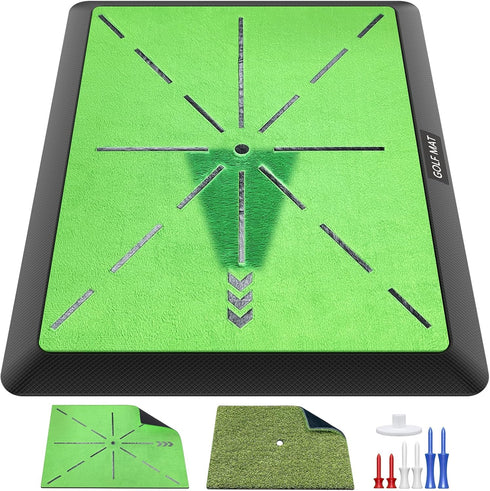 Golf Mat Artificial Turf - Indoor & Outdoor Practice Hitting/Chipping Mat with 3 Replaceable Golf Mats