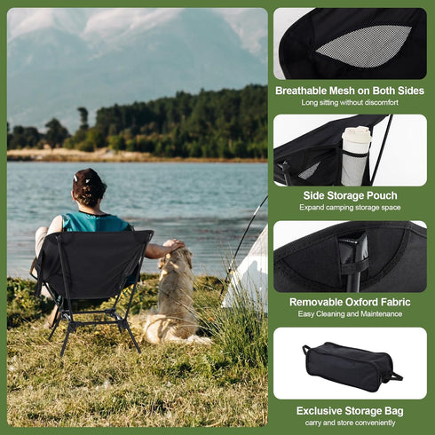 600D Backpacking Camping Chair Portable Lightweight Camping Chairs for Adults Foldable Oxford Ultralight Chair