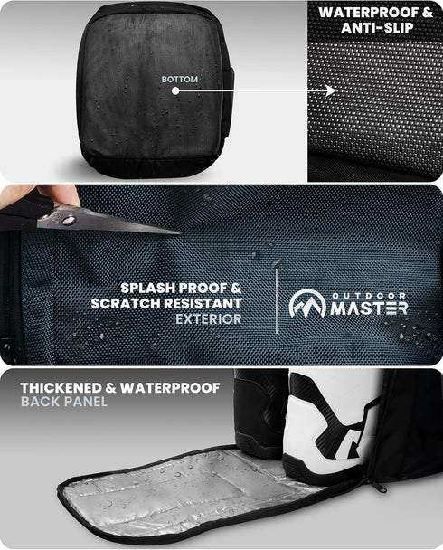 OutdoorMaster 50L Ski Boot Bag - Waterproof Travel Backpack with Helmet Compartment