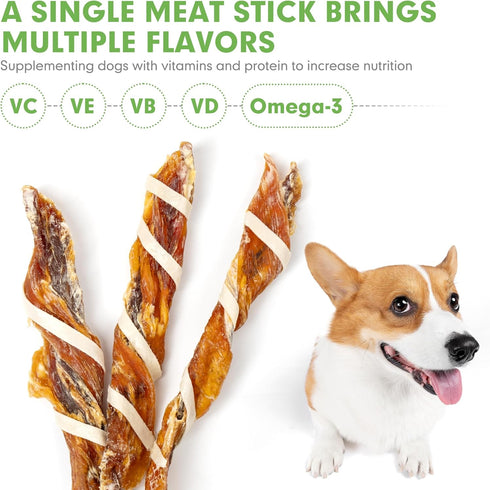 MON2SUN 5-7 Inch 15 Count 3 Inch 16 Count Triple Flavor Jerky Twist Sticks & Triple Flavor Chicken Wrapped Duck