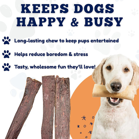 (10-12 Inch 30 Pc/Pack) Amazing Dog Treats - Beef Esophagus Jerky for Dogs - - Gullet Dog Chews
