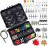 TOPFORT 187/343pcs Fishing Accessories Kit with Tackle Box, Includes Hooks, Weights, and Snaps