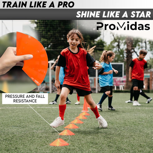 Soccer Training Cones (24, 50 & 100 Pcs) with Mesh Bag & Strap - Flexible Heavy Duty for Football, Basketball