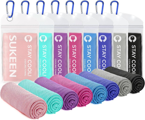 Sukeen Cooling Towel (40"x12"), Soft Breathable Microfiber Towel for Yoga, Sport, Running, Gym, 8 Pack