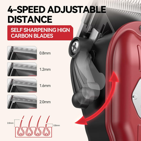 Trimmer, Dog Grooming Kit for Heavy Thick Hair & Coats, Low Noise Rechargeable Cordless Pet Shaver With Stainless Steel