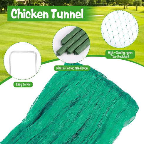 BOUTICOL 2.1 32.8 x FT Portable Chicken Tunnel - Outside Chicken Coop Tunnel, Quick Install Yard Coop for Chicken