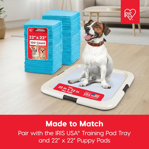 22"x 22" 2 Pack, IRIS USA Pee Pad Holder for Dogs and Puppies, Potty Training Tray with Secured Latches, Non-Skid Feet