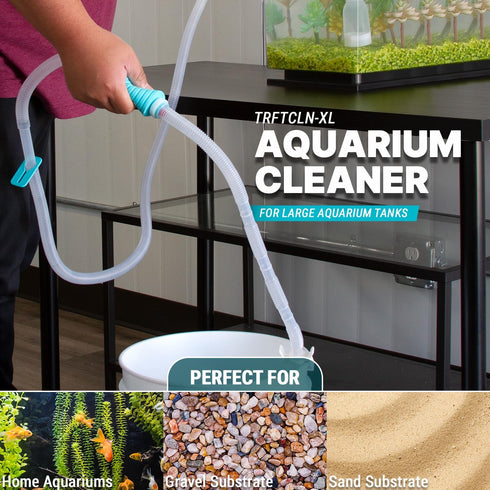 TERA PUMP Aquarium Gravel Cleaner for 20-50 Gallon Tanks, BPA-Free Manual Squeeze Pump with Two Nozzles