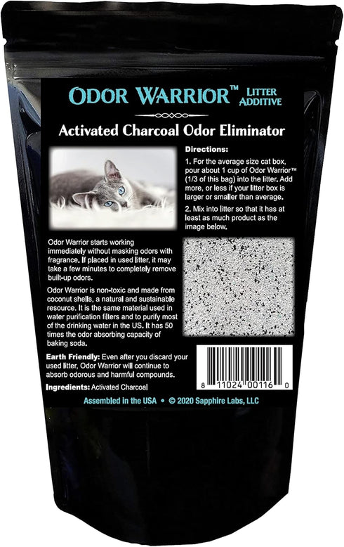 Odor Warrior Cat Litter Deodorizer with Ultra Absorbing Activated Charcoal | Fragrance Free Litter Solution