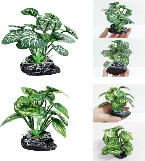 4PCS Small Size Soft Faux Silk Aquarium Plants for Betta Fish Tank Decorations, Hiding Fish Reptiles