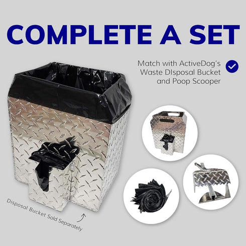 12PK 5 1.2ml ActiveDogs Dog Poop Bucket Bags - Heavy Duty Gallon Poop Bags for Dogs Waste Removal Trash Can, Bucket