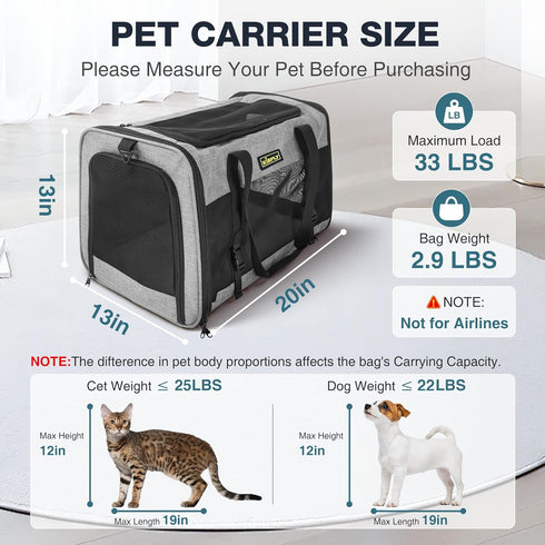 2 25 lbs, 20x13x13 Cat Carrier for Cats/Kitten, Pet Carrier for Cat, Puppy, Small Dog & Bunny, Foldable Soft-Sided