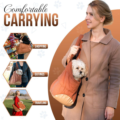 Cozy Plush Pet Carrier Purse - Lightweight Tote Design with Secure Harness Clip for Small Dogs and Puppies