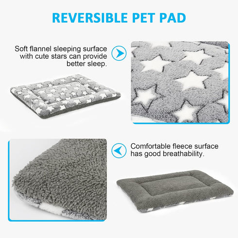 Dog Bed Mat, Reversible Crate Pad for Medium Small Dogs, Portable Soft Pet Bed Mat, Machine Washable (24-inch)