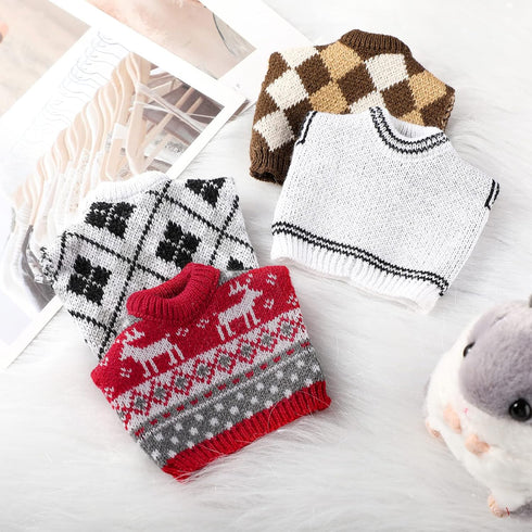 4 Pieces Guinea Pig Clothes Costume, Sweater Bunny Hamster Clothing, Small Animal Warm Vest Winter Pet Apparel