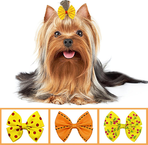 PET SHOW 20 Pairs Big Bowknot Dog Hair Bow Clips with French Barrette for Small, Medium, Large Dogs