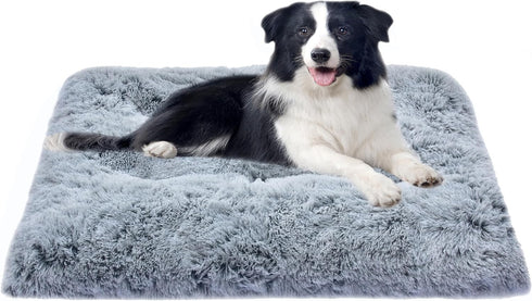 Dog Bed for Medium Small Dogs, Soft Comfortable Mats, Washable Plush Cage Mat, Deluxe Anti-Slip Pet Beds, Grey 36 X 24