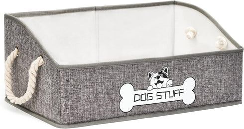 Collapsible Fabric Dog Toy Box, Storage Bin with Handle, Trapezoid Basket Organizer for Pet Toys and Accessories