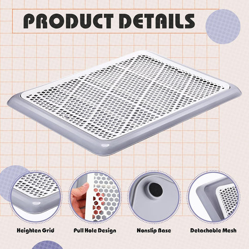 2 (19.7 14.2 Inch,Gray) Mifoci Pcs Dog Potty Tray Mesh Puppy Training Pad Holder Floor Protection Portable Pee Pad Pet