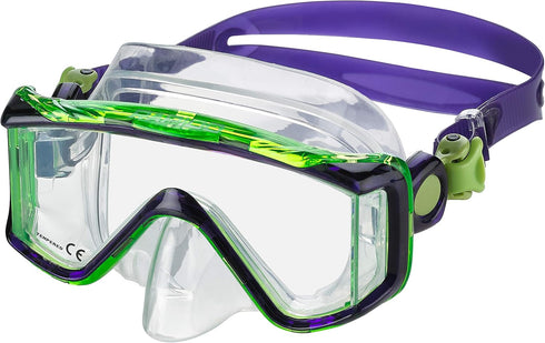 Phantom Aquatics Three Window Tempered Glass Lens Mask Fin Snorkel Set with Snorkeling Gear