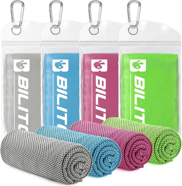 Superfiber Ice Towel Neck - Soft Breathable Cooling Towel for Yoga, Sports, Golf, Gym, and More Activities (4 Packs)