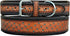 Leather Dog Collar, Western Style, Heavy Duty Hand Tooled, Adjustable Padded for Puppies and Big Dogs (10AB130-XS)