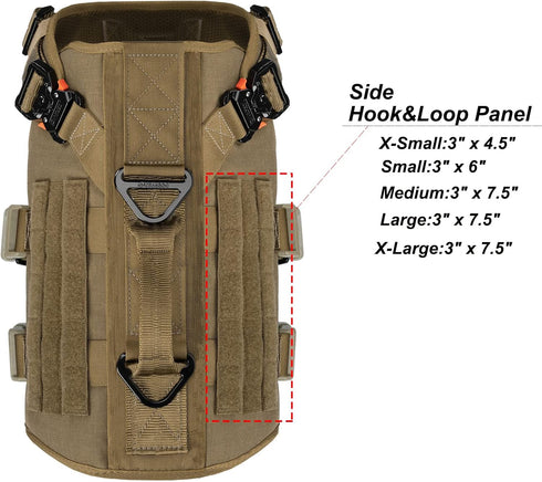 ICEFANG GN3 Tactical Dog Harness, XL (32"-40" Girth), Coyote Brown, 6X Buckle, No Pulling Front Clip