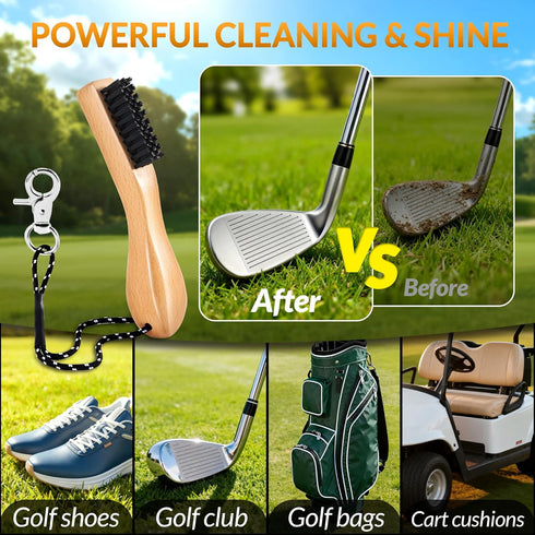 Belongtous Golf Clubs Scrub Cleaning Brush: Golf Accessories for Men Women Golfers - Nylon Bristle Beech Wood Brush