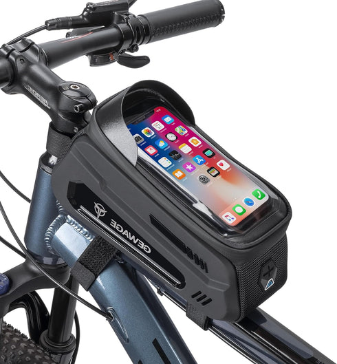 GEWAGE Bike Front Frame Bag with Phone Holder - Top Tube &