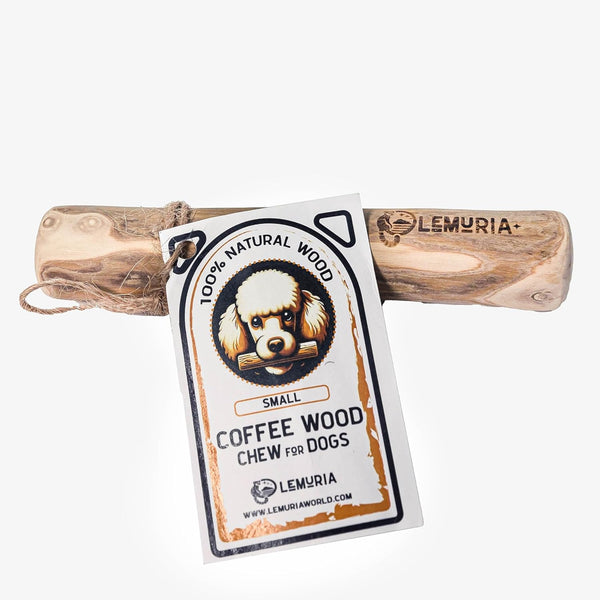 LEMURIA Coffee Wood Dog Chew Stick Toy, Natural Durable Real Wooden Bone Sticks for Dogs, Small