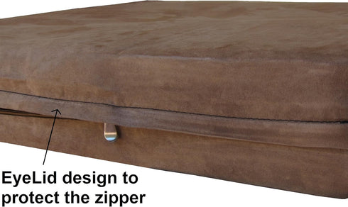 Dogbed4less Jumbo Extra Large Brown Microsuede External Cover, Waterproof Internal Case for Pet Dog Bed 55"X47"