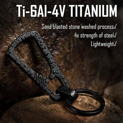 KeyUnity KM04 Titanium Carabiner Keychain Clip, Quick Release EDC Key Holder Organizer
