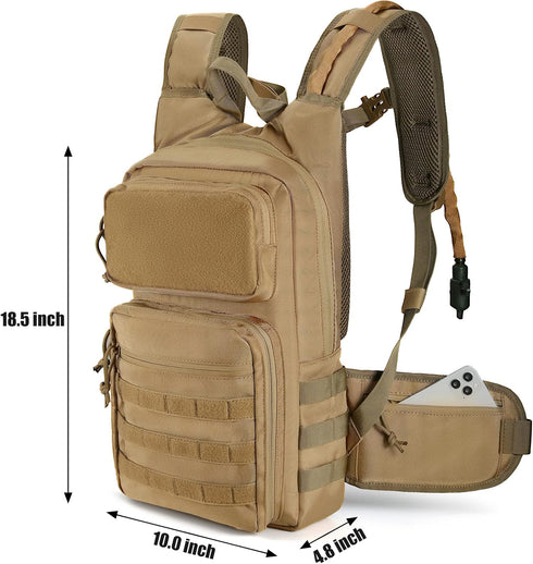 FRTKK Tactical Hydration Pack, Lightweight Insulation Water Backpack for Hiking, Running, Fishing
