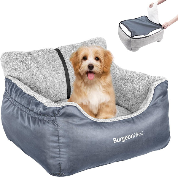 BurgeonNest Dog Car Seat for Small Dogs, Washable Soft Booster Seats for