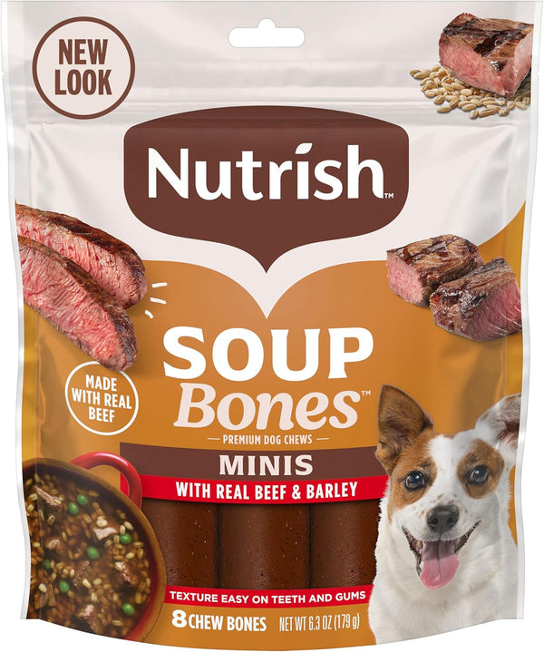 Nutrish Soup Bones Minis Premium Dog Chews with Real Beef and Barley,