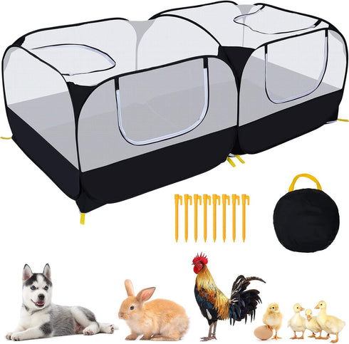 Small Animals Playpen,Pet Cage Tent Large Chicken Run Coop with Detachable Bottom